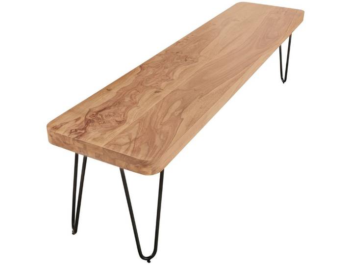moebelfaktor Sitzbank Agdenes, Massivholz, Breite 120/160 cm, Holzbank, Industrial, Metallgestell