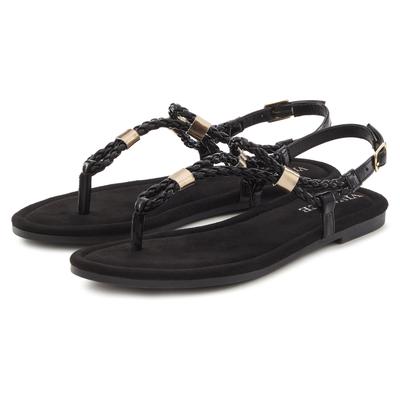Sandale VIVANCE "Sommerschuh", Damen, Gr. 38, schwarz, Obermaterial: 100% Lederimitat. Decksohle: 100% Textilmaterial. Futter: 100% Lederimitat. Laufsohle: 100% Synthetik, unifarben, Basic, Schuhe Sandale, Zehentrenner, Sommerschuh, Sandalette mit...