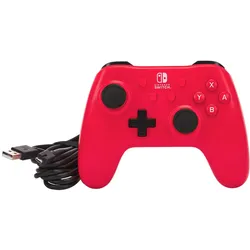 PowerA Kabelgebundener Controller für Nintendo Switch - Raspberry Red (Switch), Gaming Controller, Rot