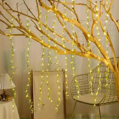 Perfect Picks Market Willow Curtain Lamp With Lights Battery Operated Imitation Leaf String Light For Home Decor Willow Curtain Lamp With Lights Battery Operated Imitation Leaf String Light For Home Decor