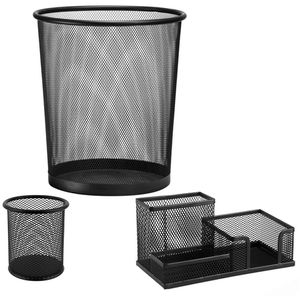 D.RECT Schreibtischset 111081, Metall, schwarz, 3-teilig