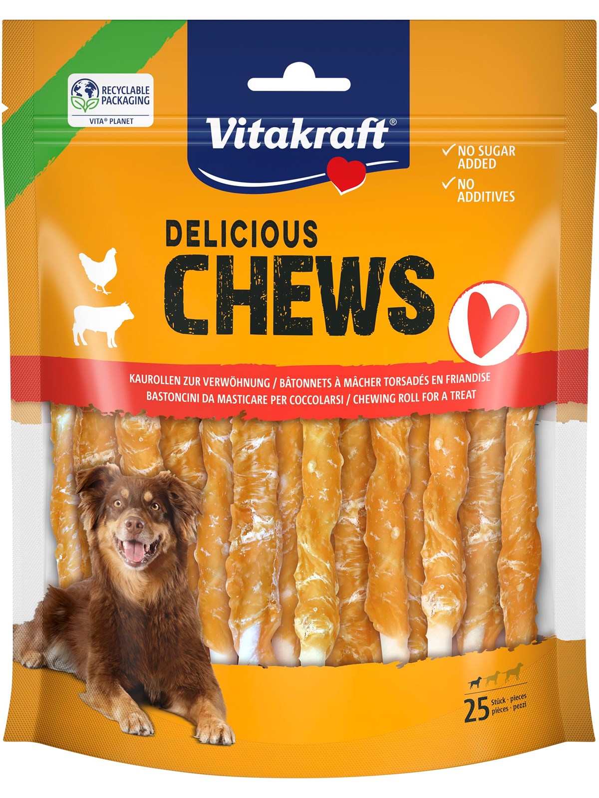 Vitakraft DELI CHEWS Kaurollen mit Huhn, S