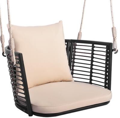 Costway Single Person Hanging Seat with Woven Rattan Backrest for Backyard