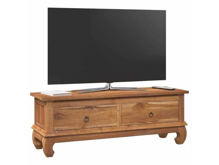 vidaXL TV-Ständer Natur 110 x 35 x 40 cm Massivholz Teak, Wohnzimmer, Vintage brauner TV-Ständer, rechteckige Teak-Aufbewahrung, platzsparendes Regal, dekorativer Organizer