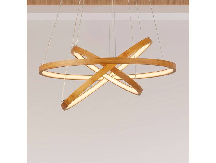 Suspension LED 50 x 40 x 50cm Bois Acier Silicone LED Module LED