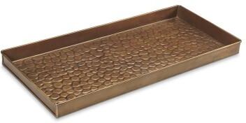 Pebbles Boot Tray for Boots, Shoes, Plants, Pet Bowls, and More, Brass Finish by Good Directions