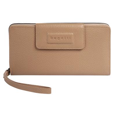 Geldbörse BUGATTI "BUGATTI Damen ELSA echt Leder", Damen, beige (sand), Leder, leicht glänzend, unifarben, Kleinlederwaren, echt Leder