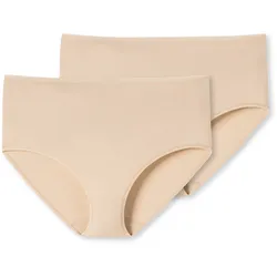 SCHIESSER Damen Slip 2er Pack - Midi-Slip, Cotton Stretch, uni Beige (Sand) / XL