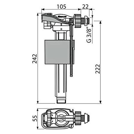 Alcadrain Fllventil fr Slim 3/8" (A160P-3/8)