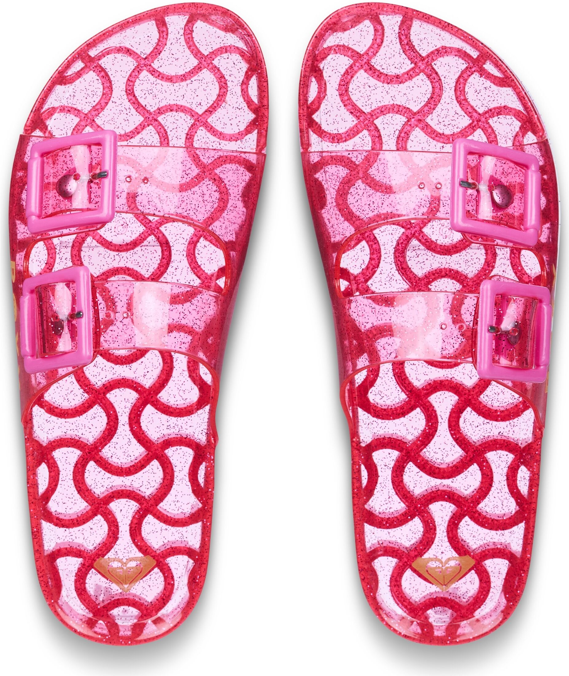 Sandale ROXY "KATTIE GLITTER", Damen, Gr. 39, sangria sunset, Synthetik, Glitzer, Schuhe Sandale, Pantolette, Sommerschuh
