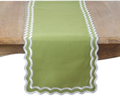 Saro Lifestyle "Scalloped Border Table Runner - Embroidered Edge Runner for Dining Tables & Everyday Entertaining - 16""x72"""