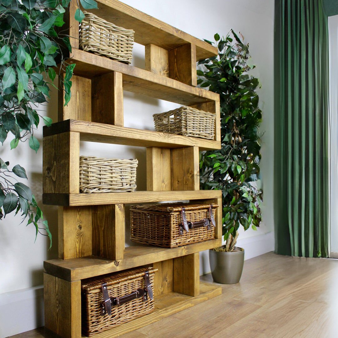 Union Rustic Blackhorse Solid Wood Geometric Bookcase Jacobean 152cm H x 120cm W x 20cm D