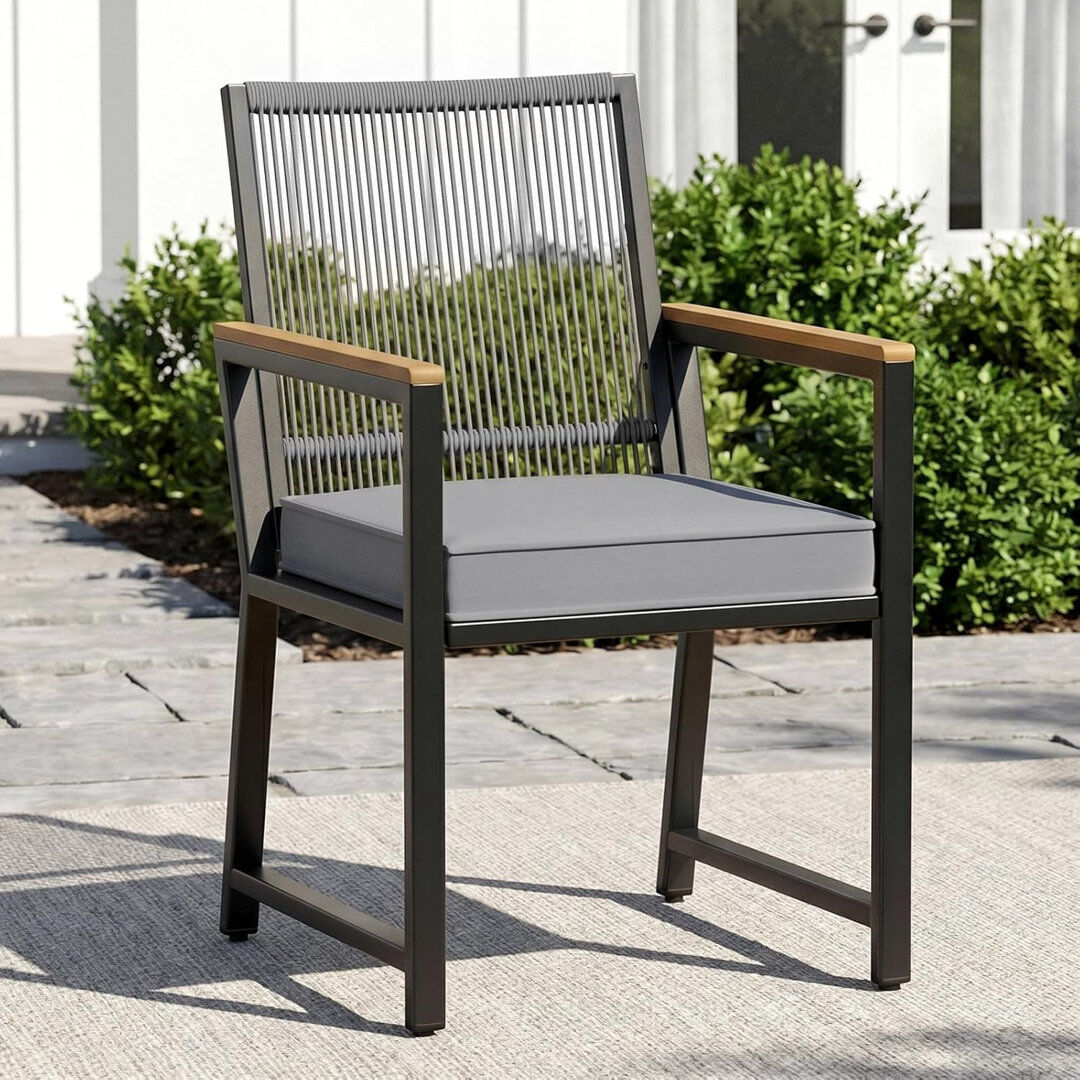 Dakota Fields Outdoor Lounge Chair with Cushions Grey/Grey 87cm H X 58cm W X 52.5cm D
