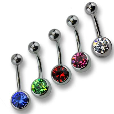 Bauchnabelpiercing ZEEME "Piercing Set 316l CHS Stahl Kristall", grau (grau, multi), Piercings, Damen, Edelstahl