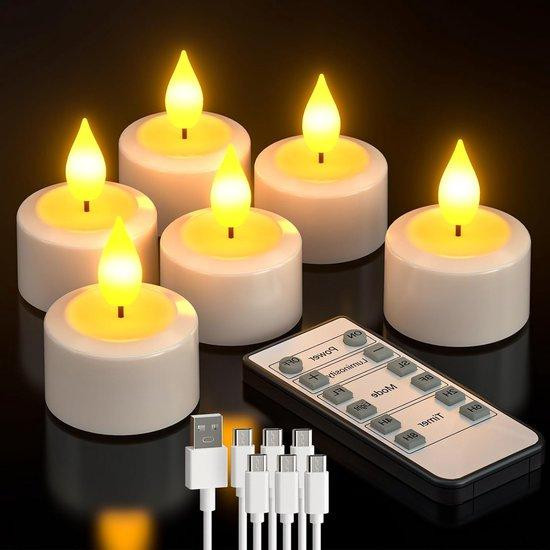 SURIGHT LED-lichtset met timer en afstandsbediening - Set van 6 vlamloze decoratieve lampen