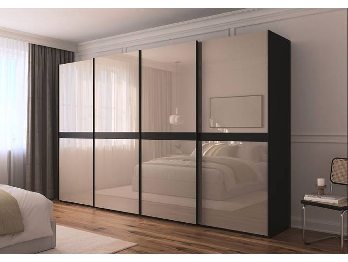 Armoire vitrée Scale 360cm Marron/Noir/Fango/Noir Sans portes miroir