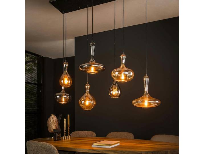 Suspension multiple en verre teinté 7 lampes NOVA