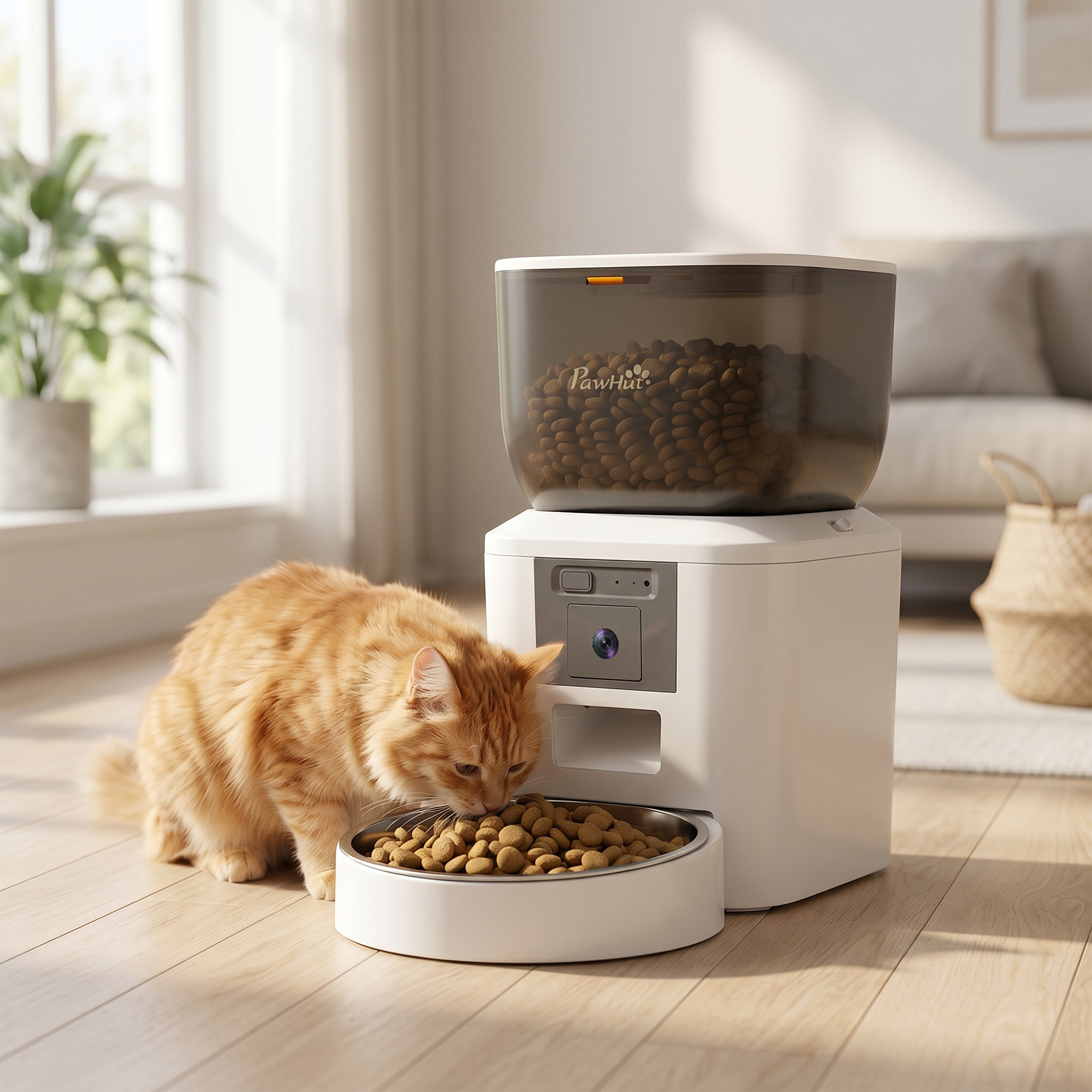 Pawhut Distributore Automatico Cibo 4L per Gatti e Cani, con WiFi 2,4G, App Controllo con Telecamera, Ciotola, Bianco   Aosom Italy