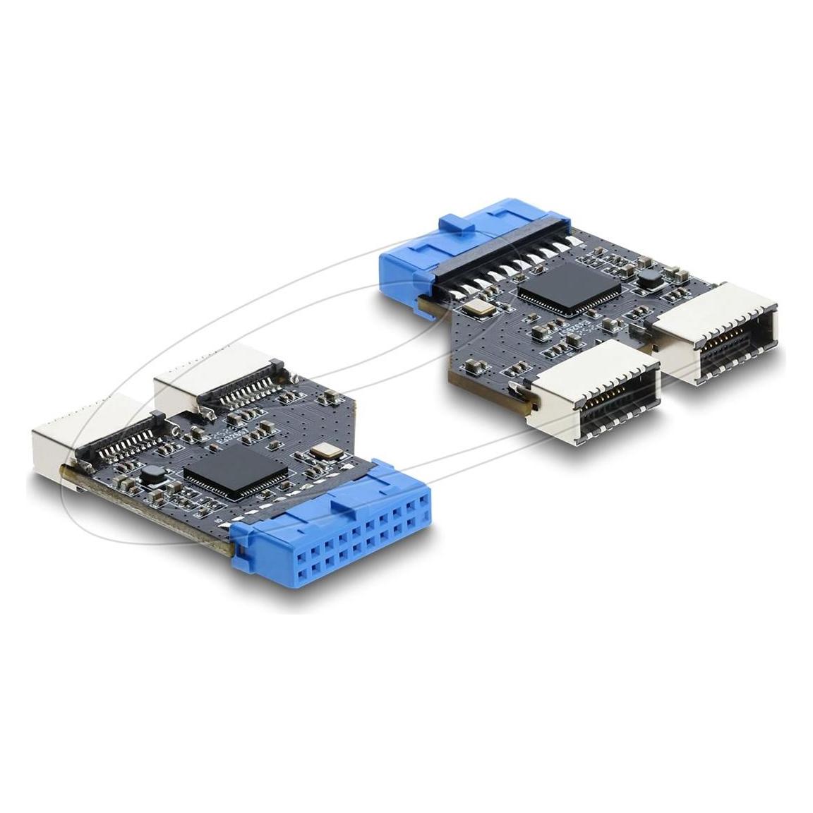 Delock USB 5 Gbps Hub 20 Pin Pfostenbuchse zu 2 x USB 5 Gbps (2 Ports) (67342)