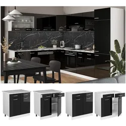 Vicco Schubunterschrank Küchenschrank R-Line Solid Weiß Schwarz 80 cm modern