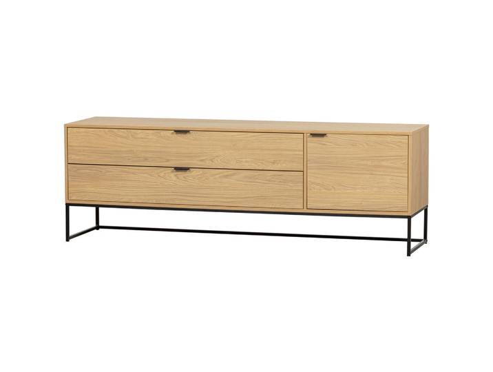 Livetastic Lowboard Silas, Eiche, Metall, Eiche, 1 Fächer, 2 Schublade(n) Schubladen, 180x61x44 cm, stehend, Holzmöbel, Kleinmöbel Holz, Holzkommoden, Lowboards Holz