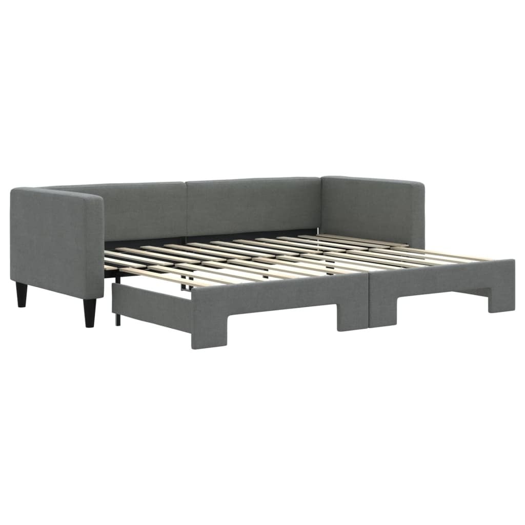 vidaXL Dagbed uitschuibaar donkergrijs 80x200 cm met stoffen bekleding
