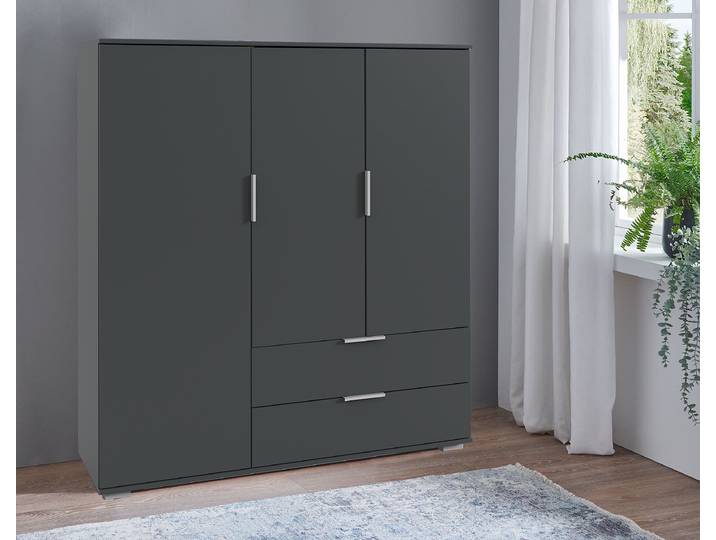 Armoire à portes battantes Easy Plus 130cm Noir/Graphite Argenté