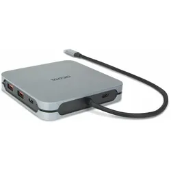 Dicota USB-C 10-in-1 Docking Station (USB-C, 9 Ports), Dockingstation + USB Hub, Grau, Silber