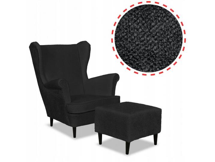 Family Meble Sessel Family Meble Bella Ohrensessel mit Fußhocker SchwarzGrafit 84x92x104 c