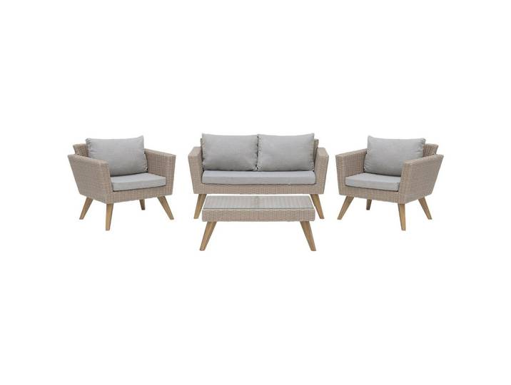 LOUNGE-SET 4-sitzer Rattan Grau Vittoria