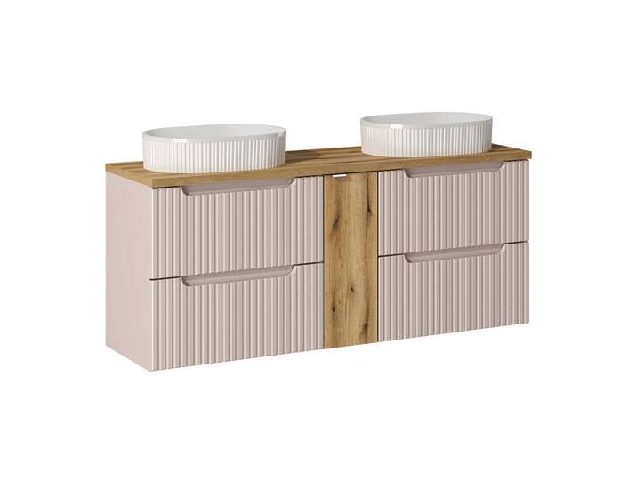 Petits-meubles Doppelwaschtisch 140.4cm Riva Kaschmir, Holzwerkstoff, 140.4x59x40 cm, Badezimmer, Waschbecken & Armaturen, Waschtische