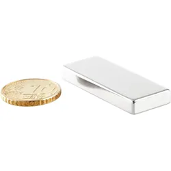 10 Quadermagnete aus Neodym, vernickelt 40 x 15 mm | 5 mm, silber