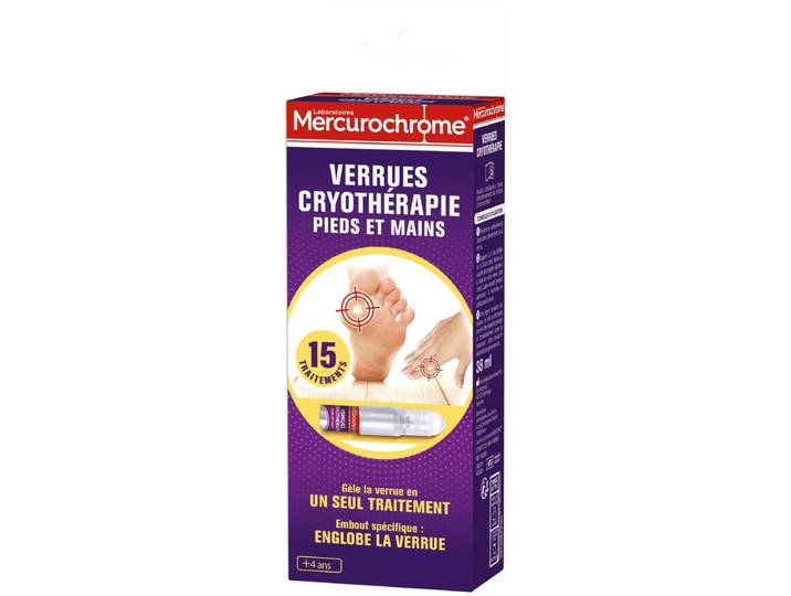 MERCUROCHROME Traitement cryothérapie des verrues pour verrues résistantes mains et pieds 38 ml