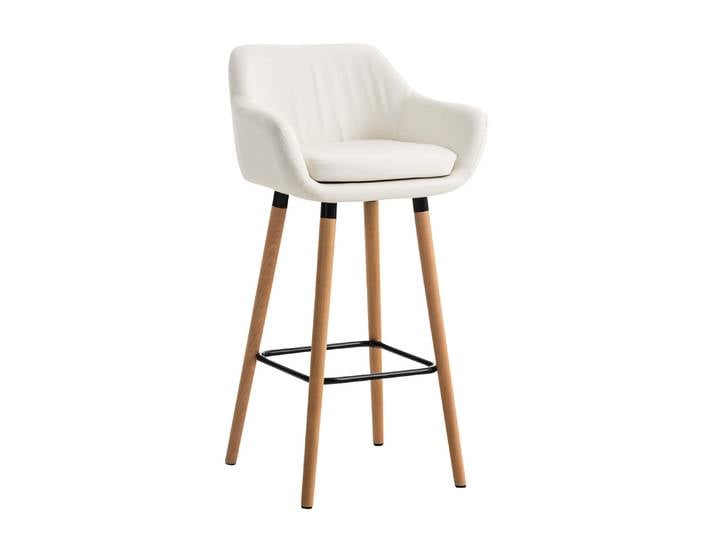TPFLiving Barhocker Grande Gestell Holz Kunstleder - Weiß