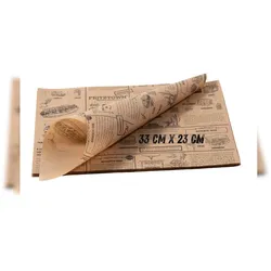 Einschlagpapier fettabweisend 33x23 cm Braun – 6000 Blatt | FRITZTOWN DELI Paper | Burgerpapier | Sandwichpapier  |  Verpackungspapier Lebensmittel