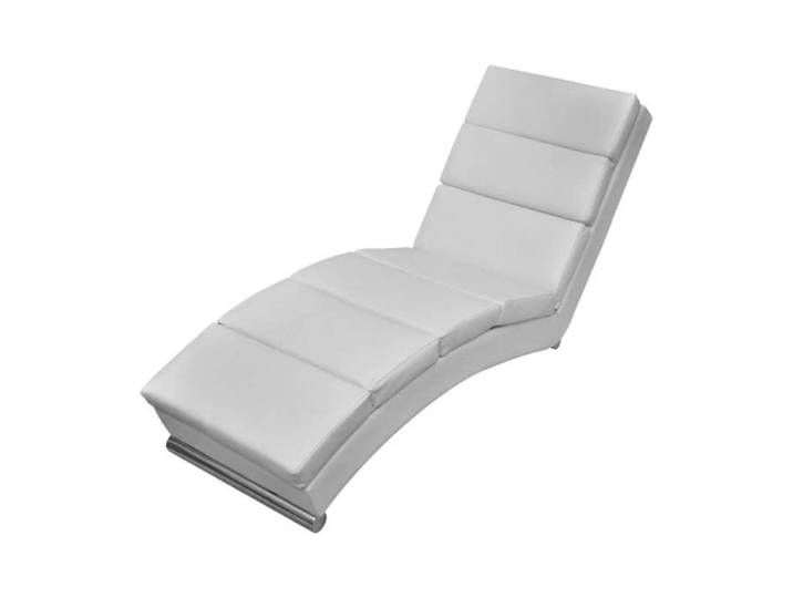 Promo 2026  Chaise longue 154x52 5x72 cm - Transat de salon Blanc Similicuir 8758