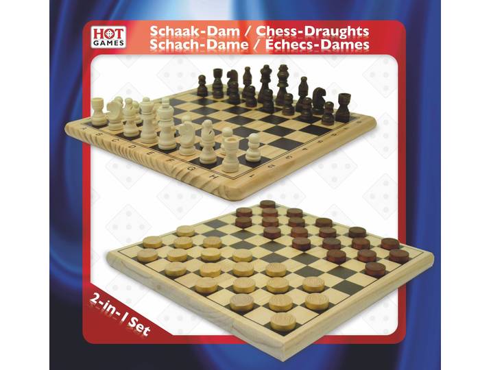 HOT Games Schaak-Dam Set - Hout - 29x29 cm