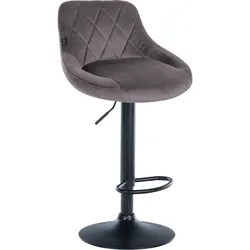 CLP Barhocker Lazio Samt schwarz - Farbe: grau, Gestellfarbe: schwarz