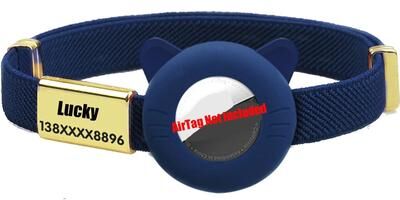 Uplifted Finds Guardian Link AirTag Tracker & Custom Collar navy Blue Case Tag