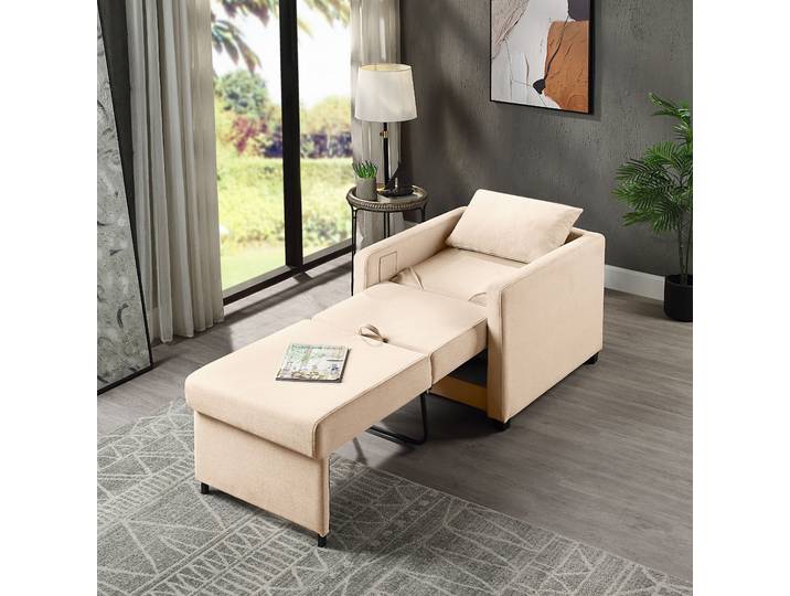 Relaxsessel OTTO HOME Jerry , beige (creme), B:74cm H:89cm T:89cm, Sessel, Relaxsessel, mit Schlaffunktion, als Gästebett und inkl. Kissen