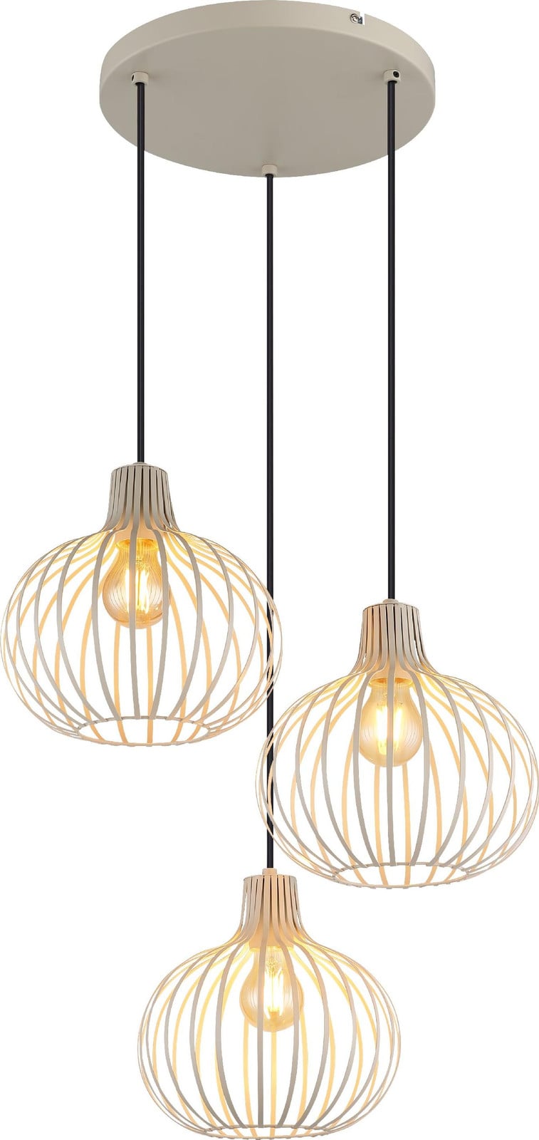 Globo Design hanglamp Mateo 3-lichts rond beige diameter: 50 cm