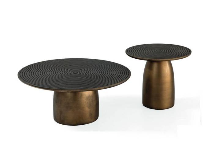 JVmoebel Couchtisch Goldene Edelstahl Rundtische mit modernem Design für elegantes Wohnen (Set, 2-St., 2x Couchtische), Made in Europa
