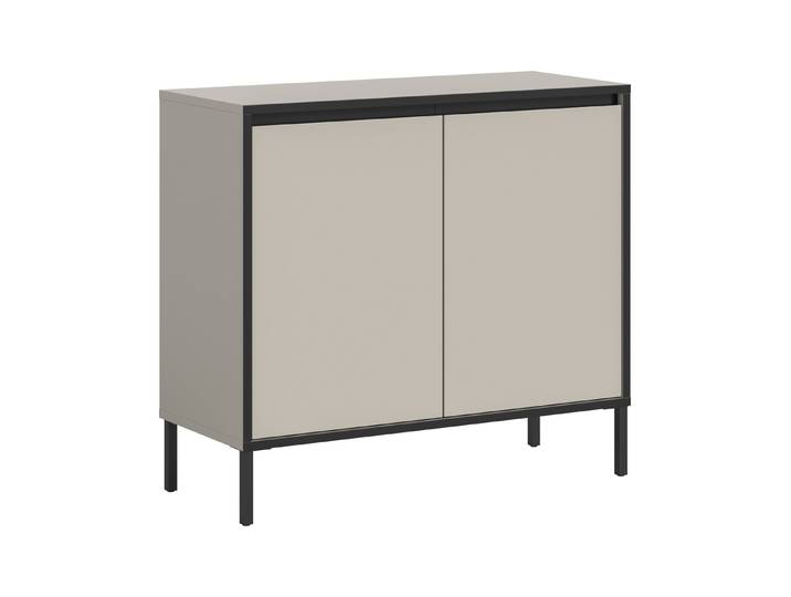furnling Kommode Truva (1 St), 2 Türen, 4 Fächer, Sideboard, Absetzung in schwarz, Breite 92 cm