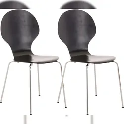 DELUKE 2er Set Besucherstuhl ATHENS - Holz Schwarz 43x45x86 cm | Besucherstühle Konferenzstuhl Wartezimmerstuhl Bürostühle Bürostuhl Konferenzraum
