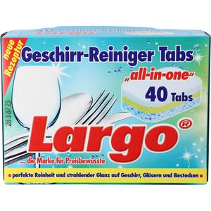 Largo Spülmaschinentabs all-in-one, kraftvolle Reinigung, strahlender Glanz, 40 Tabs