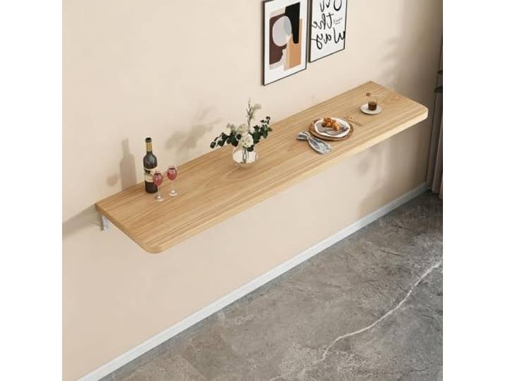 Wandklapptiisch Klappbarer Wandtisch Wandbureau Wandklapptisch Platzsparend Für Kleine Räume Küche Waschküche Balkon Holzplatte Mehrzweck Metallhalterung