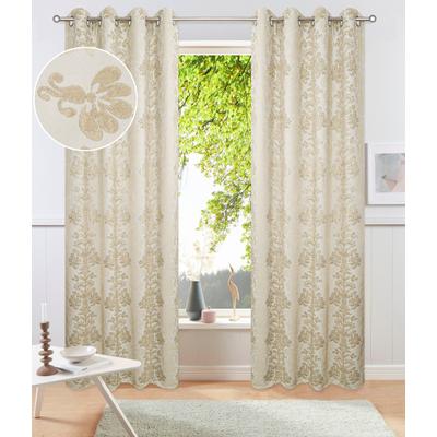 Verdunkelungsvorhang OTTO HOME "Mannfred", beige (creme), B:130cm H:225cm, Polyester, Gardinen, Blickdicht, barockem Muster, Pflegeleicht, Ösen- Aufhängung