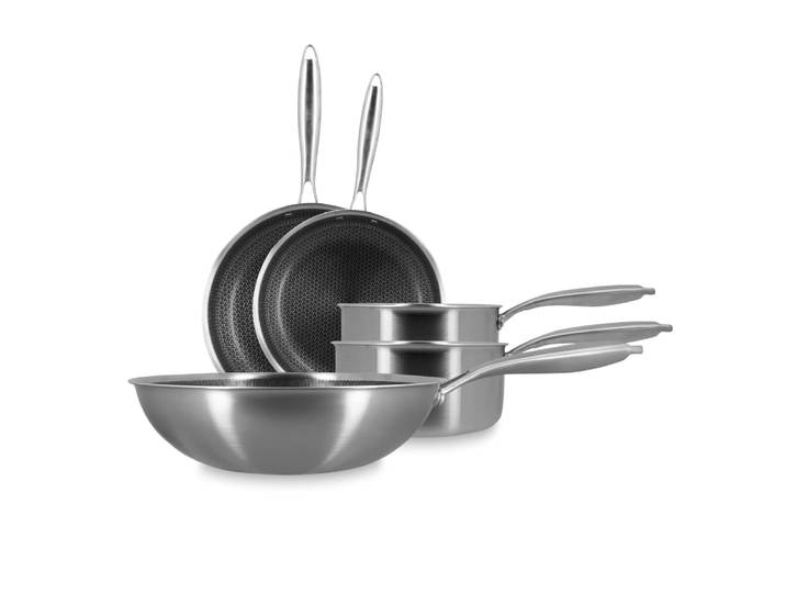Batterie de cuisine 5 pièces en acier inoxydable - tout feux