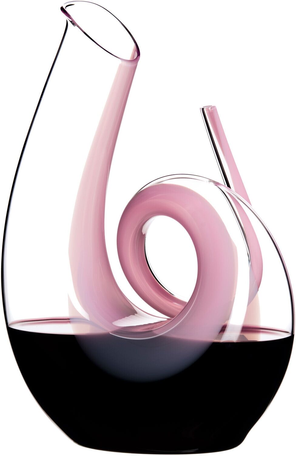 Dekanter "Dekanter Curly 26,5 cm pink", pink, B:2cm H:26,5cm T:2cm, RIEDEL THE WINE GLASS COMPANY, Karaffen, Dekanter, Handwäsche wird empfohlen