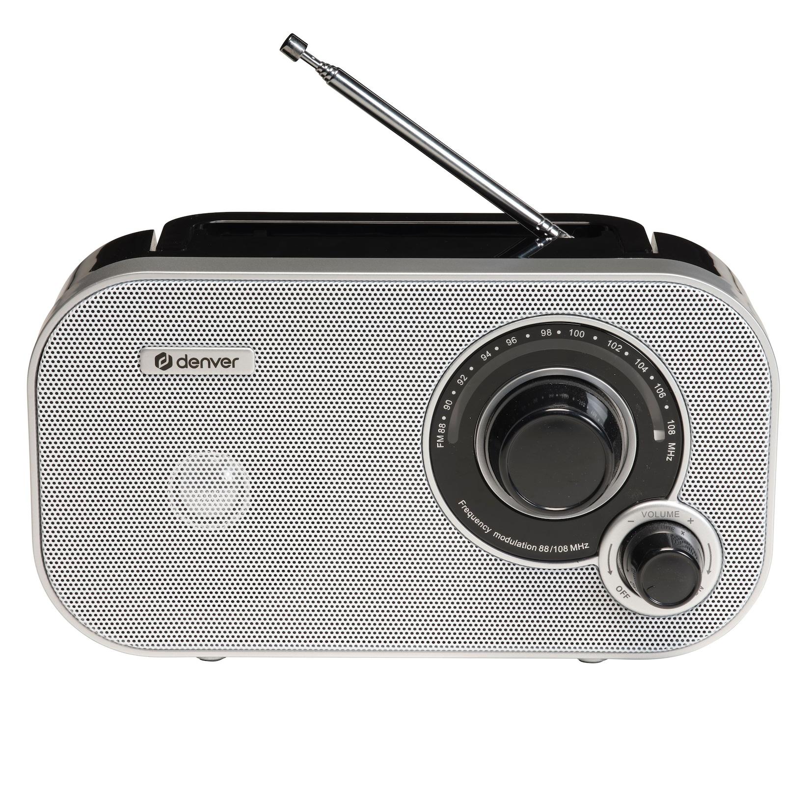 Denver TR-51 UKW Retro Radio, analog, Netz- & Batteriebetrieb, weiß